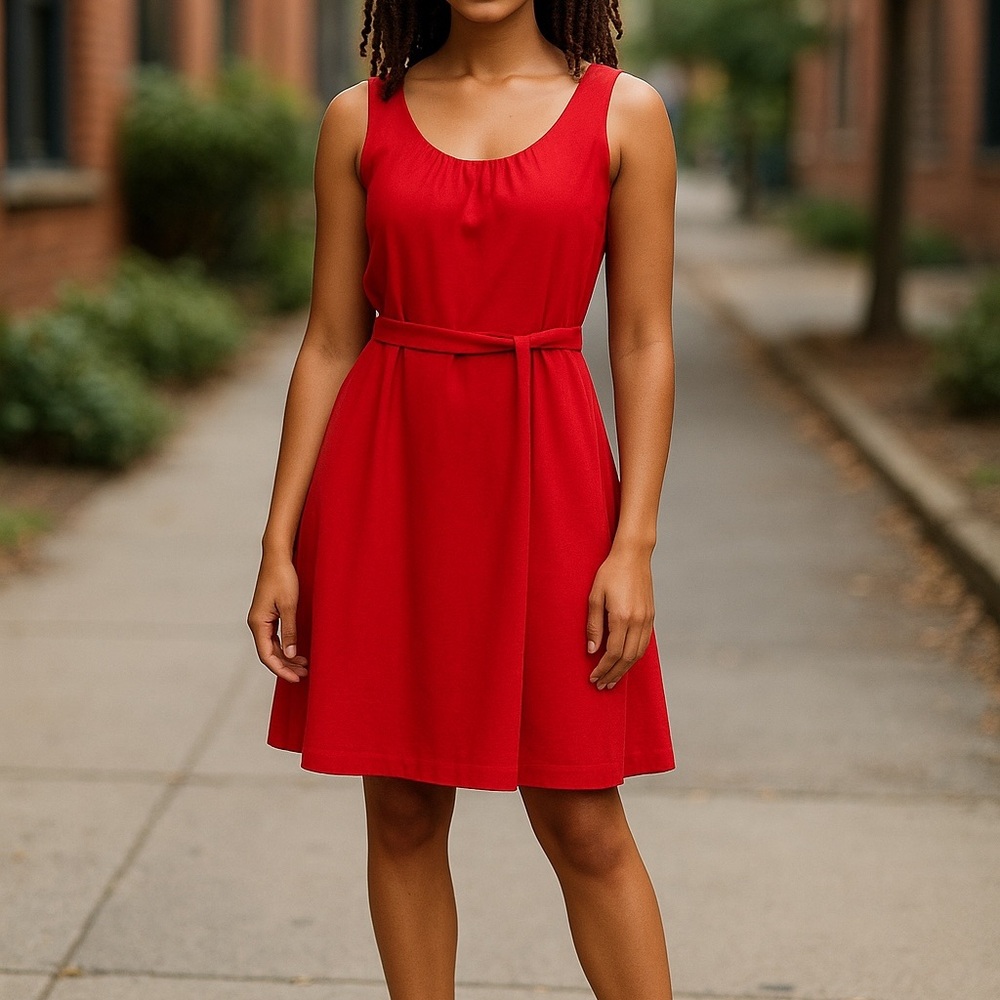 Banana Republic Coral Sleeveless Dress – Women’s Petite 0P – Tie Waist